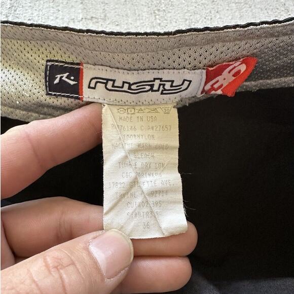 VTG 90s DRAGON BLACK SWIM SHORTS warrior Goth Board Men 36 Surf Y2K NYLON, RUSTY - Picture 4 of 4